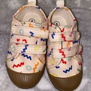 Cat & Jack Cream and Red Sneakers with Velcro Straps